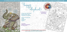 Load image into Gallery viewer, Happy Elephant: downloadable printable 2-page PDF for coloring