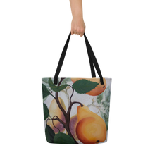 Load image into Gallery viewer, "Garden Goods" Pears All-Over Print 16 x 20" Tote with Inside Pocket by Ruby Charm Colors