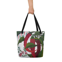 Load image into Gallery viewer, "Garden Goods" Peppers All-Over Print 16 x 20" Tote with Inside Pocket by Ruby Charm Colors