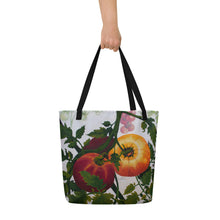 Load image into Gallery viewer, "Garden Goods" Tomatoes All-Over Print 16 x 20" Tote with Inside Pocket  by Ruby Charm Colors