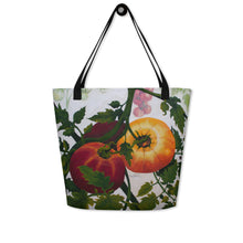 Load image into Gallery viewer, "Garden Goods" Tomatoes All-Over Print 16 x 20" Tote with Inside Pocket  by Ruby Charm Colors