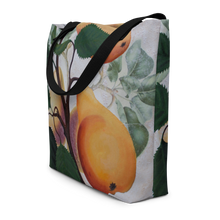 Load image into Gallery viewer, "Garden Goods" Pears All-Over Print 16 x 20" Tote with Inside Pocket by Ruby Charm Colors