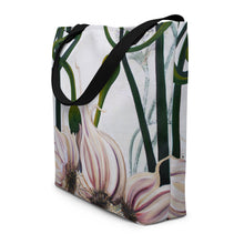 Load image into Gallery viewer, "Garden Goods" Garlic All-Over Print 16 x 20" Tote with Inside Pocket by Ruby Charm Colors