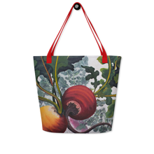 Load image into Gallery viewer, "Garden Goods" Beets All-Over Print 16 x 20" Tote with Inside Pocket  by Ruby Charm Colors