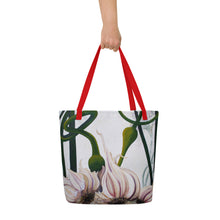 Load image into Gallery viewer, "Garden Goods" Garlic All-Over Print 16 x 20" Tote with Inside Pocket by Ruby Charm Colors