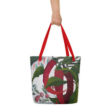 Load image into Gallery viewer, "Garden Goods" Peppers All-Over Print 16 x 20" Tote with Inside Pocket by Ruby Charm Colors