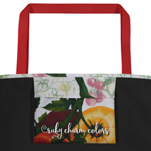 Load image into Gallery viewer, "Garden Goods" Tomatoes All-Over Print 16 x 20" Tote with Inside Pocket  by Ruby Charm Colors