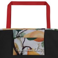 Load image into Gallery viewer, "Garden Goods" Pears All-Over Print 16 x 20" Tote with Inside Pocket by Ruby Charm Colors