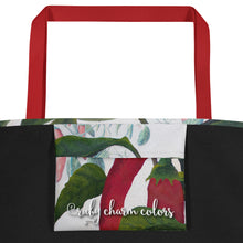 Load image into Gallery viewer, "Garden Goods" Peppers All-Over Print 16 x 20" Tote with Inside Pocket by Ruby Charm Colors