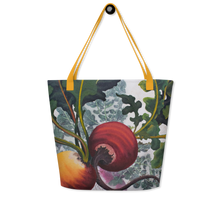 Load image into Gallery viewer, "Garden Goods" Beets All-Over Print 16 x 20" Tote with Inside Pocket  by Ruby Charm Colors