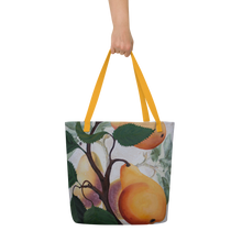 Load image into Gallery viewer, "Garden Goods" Pears All-Over Print 16 x 20" Tote with Inside Pocket by Ruby Charm Colors