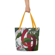 Load image into Gallery viewer, "Garden Goods" Peppers All-Over Print 16 x 20" Tote with Inside Pocket by Ruby Charm Colors