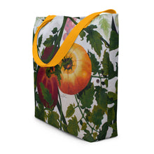 Load image into Gallery viewer, "Garden Goods" Tomatoes All-Over Print 16 x 20" Tote with Inside Pocket  by Ruby Charm Colors