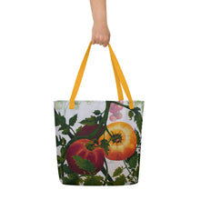 Load image into Gallery viewer, "Garden Goods" Tomatoes All-Over Print 16 x 20" Tote with Inside Pocket  by Ruby Charm Colors