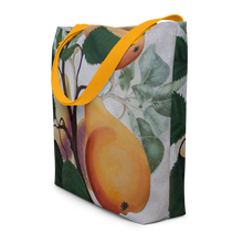 Load image into Gallery viewer, "Garden Goods" Pears All-Over Print 16 x 20" Tote with Inside Pocket by Ruby Charm Colors
