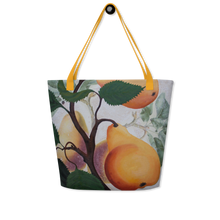 Load image into Gallery viewer, "Garden Goods" Pears All-Over Print 16 x 20" Tote with Inside Pocket by Ruby Charm Colors