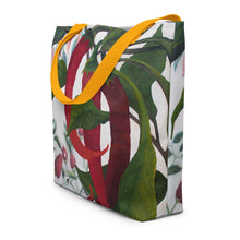 Load image into Gallery viewer, "Garden Goods" Peppers All-Over Print 16 x 20" Tote with Inside Pocket by Ruby Charm Colors