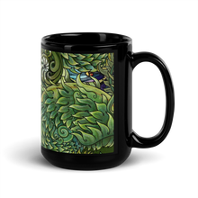 Load image into Gallery viewer, Spring Rabbit Black Glossy Mug by Ruby Charm Colors