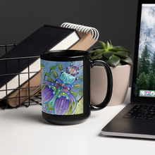 Load image into Gallery viewer, Insectimaginary 2 Black Glossy Mug by Ruby Charm Colors