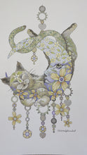 Load and play video in Gallery viewer, Twisty Moon Cat: downloadable printable 4-page PDF for coloring