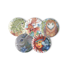 Load image into Gallery viewer, Set of 5 pin buttons by Ruby Charm Colors: Collection 2