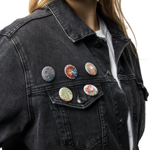 Load image into Gallery viewer, Set of 5 pin buttons by Ruby Charm Colors: Collection 2