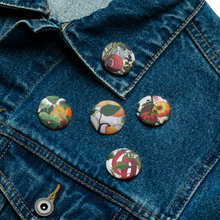 Load image into Gallery viewer, "Garden Goods" Set of 5 pin buttons by Ruby Charm Colors