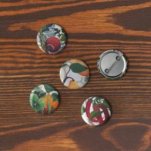 Load image into Gallery viewer, "Garden Goods" Set of 5 pin buttons by Ruby Charm Colors
