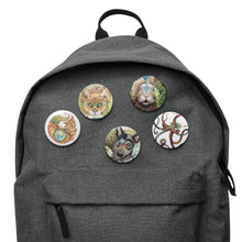 Load image into Gallery viewer, Set of pin 5 buttons by Ruby Charm Colors: Collection 1