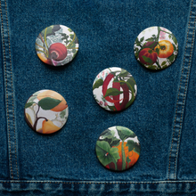 Load image into Gallery viewer, "Garden Goods" Set of 5 pin buttons by Ruby Charm Colors