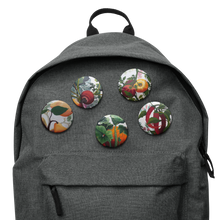 Load image into Gallery viewer, "Garden Goods" Set of 5 pin buttons by Ruby Charm Colors