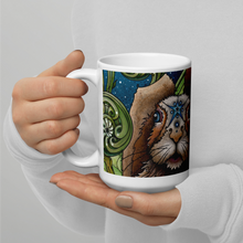 Load image into Gallery viewer, Spring Rabbit White Glossy Mug by Ruby Charm Colors