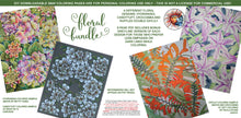Load image into Gallery viewer, Flora Bundle One: 4 designs, downloadable printable 8-page PDF for coloring