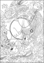 Load image into Gallery viewer, Cat with Birds: downloadable printable 2-page PDF for coloring