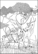 Load image into Gallery viewer, Two Gazelles: downloadable printable 2-page PDF for coloring