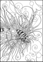 Load image into Gallery viewer, Lion Fish: downloadable printable 2-page PDF for coloring