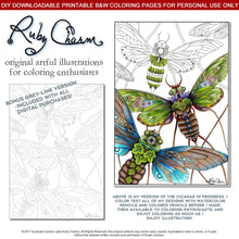 Load image into Gallery viewer, Insects Bundle: downloadable printable 8-page PDF for coloring