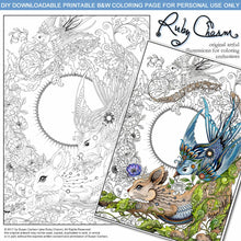 Load image into Gallery viewer, Cat with Birds: downloadable printable 2-page PDF for coloring