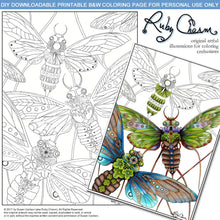 Load image into Gallery viewer, Cicadas: downloadable printable 2-page PDF for coloring