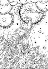 Load image into Gallery viewer, Heron in Waves: downloadable printable 2-page PDF for coloring