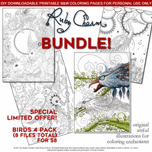 Load image into Gallery viewer, Bird Bundle: downloadable printable 8-page PDF for coloring