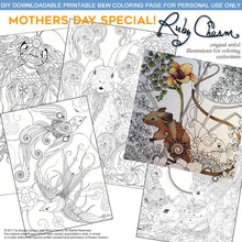 Load image into Gallery viewer, Spring Bundle: downloadable printable 10-page PDF (5 different designs) for coloring