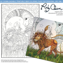 Load image into Gallery viewer, Lion, Hare and Moon: downloadable printable 2-page PDF for coloring