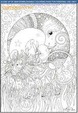 Load image into Gallery viewer, Lion, Hare and Moon: downloadable printable 2-page PDF for coloring