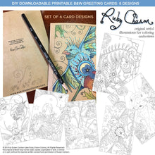 Load image into Gallery viewer, DIY Greeting Cards: downloadable printable 6-page PDF for coloring