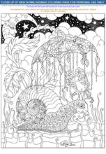 Load image into Gallery viewer, Snail with Umbrella: downloadable printable 2-page PDF for coloring