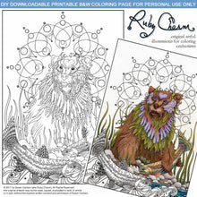 Load image into Gallery viewer, Bear with Fish: downloadable printable 2-page PDF for coloring