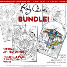 Load image into Gallery viewer, Insects Bundle: downloadable printable 8-page PDF for coloring