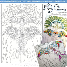 Load image into Gallery viewer, Fanciful Toutterkoi Butterfly: downloadable printable 2-page PDF for coloring