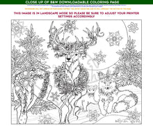 Load image into Gallery viewer, Holiday Deer Mink and Fox: downloadable printable 2-page PDF for coloring